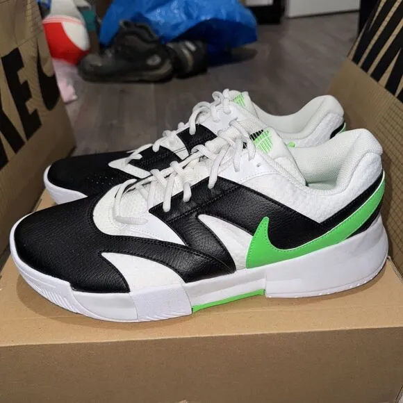 Size 12 Nike Men Court Lite 4 Tennis Shoes White / Poison Green - Black NEW