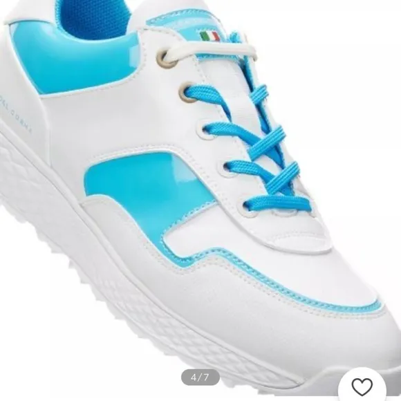 Size 7.5 Duca Del Cosma Women's Padova White/Aqua golf shoes NWT
