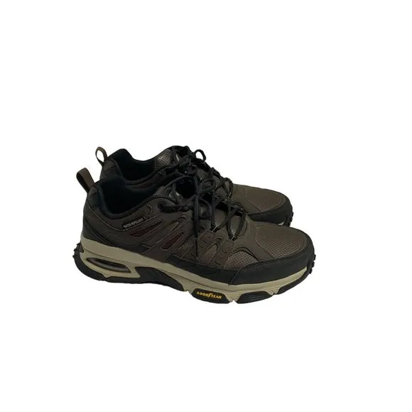 Skechers Mens Size 13 Brown Sneaker Goodyear Shoes Lace Tie Up Water Repellent