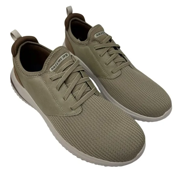 Skechers Men’s Size 13 DELSON No Tie slip on Taupe comfort Sneakers New