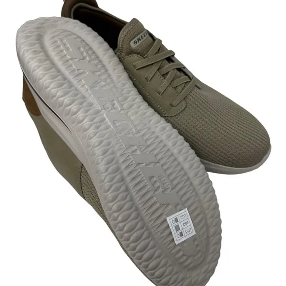 Skechers Men’s Size 13 DELSON No Tie slip on Taupe comfort Sneakers New