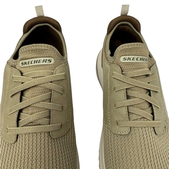 Skechers Men’s Size 13 DELSON No Tie slip on Taupe comfort Sneakers New