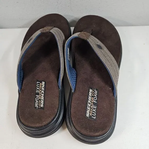 Skechers Proven SD Radnor Relaxed Fit Flip Flop Sandals Men Size‎ 9 Brown 204576