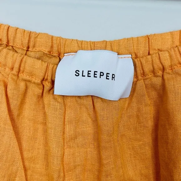 Sleeper Linen Lounge Ruffle Shorts In Coral Orange Boho Beach Coastal Size XL
