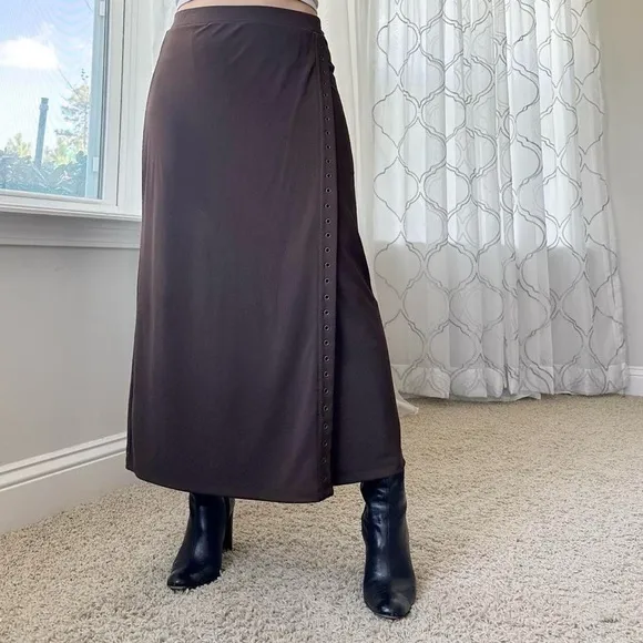 Slinky Grommet Midi Skirt