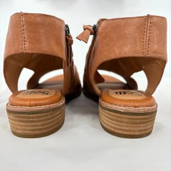Sofft Naoma Slingback Sandals Luggage Brown Leather Size 9, Vacation Comfort