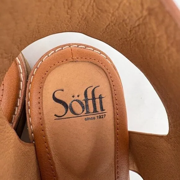 Sofft Naoma Slingback Sandals Luggage Brown Leather Size 9, Vacation Comfort