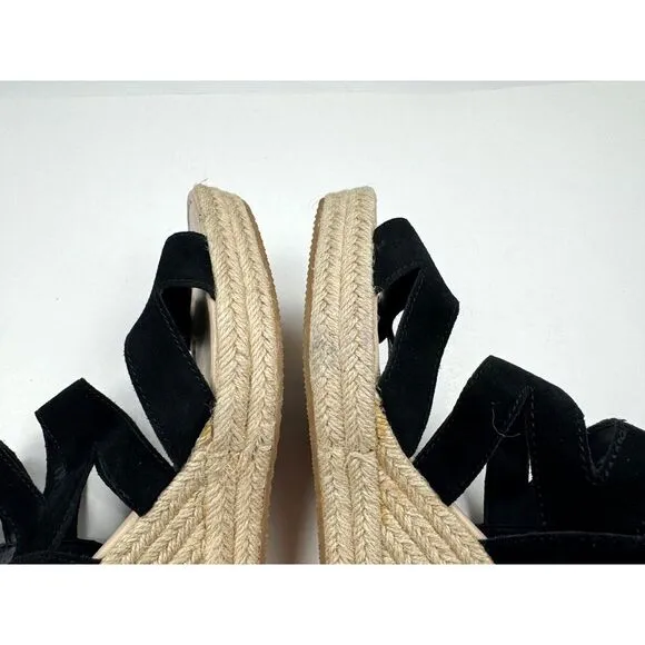 Sofft Suede Wedge Platform Sandals Women 11M NWOT Strappy Open Toe Comfort Black