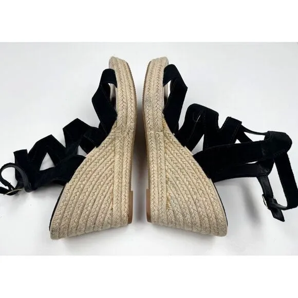 Sofft Suede Wedge Platform Sandals Women 11M NWOT Strappy Open Toe Comfort Black