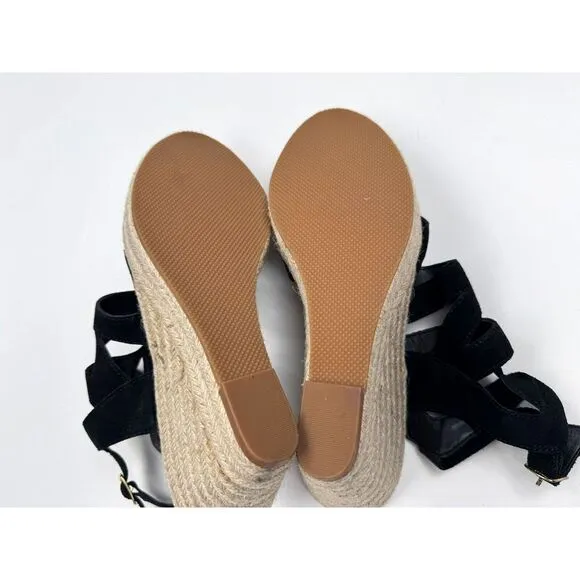 Sofft Suede Wedge Platform Sandals Women 11M NWOT Strappy Open Toe Comfort Black