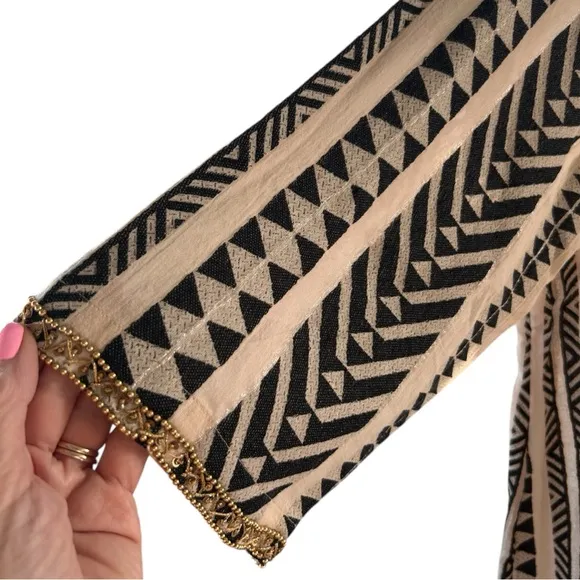 Soft Surroundings Rhea Aztec Embellished CaftanDress Black &amp; Cream Size 1X