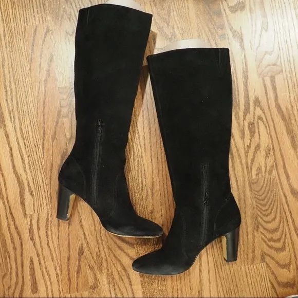 Sole Society sz 8.5 Brandi black suede tall heeled boots