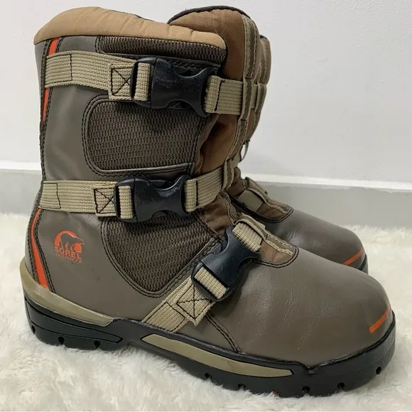Sorel Big Kids Method 360 Brown Leather Snow Boots Waterproof Size 6 US / 38 EU
