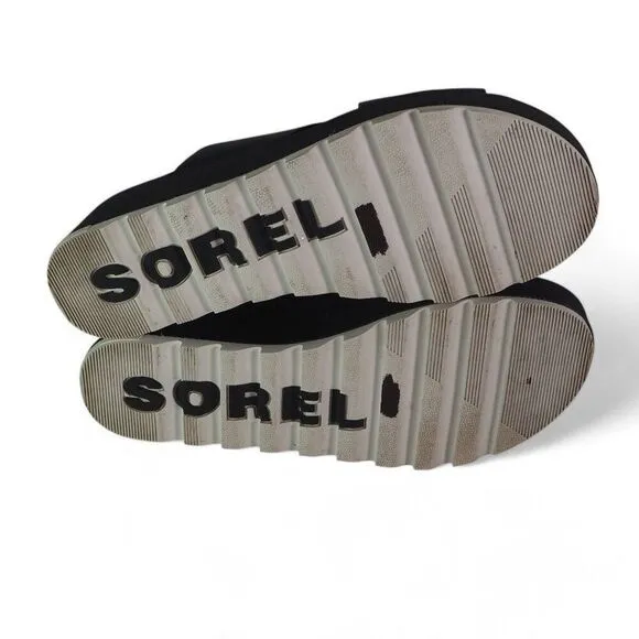 Sorel Cameron Flatform Mule Wedge Slip-on Sandals Black NL4632-010 Women's 11