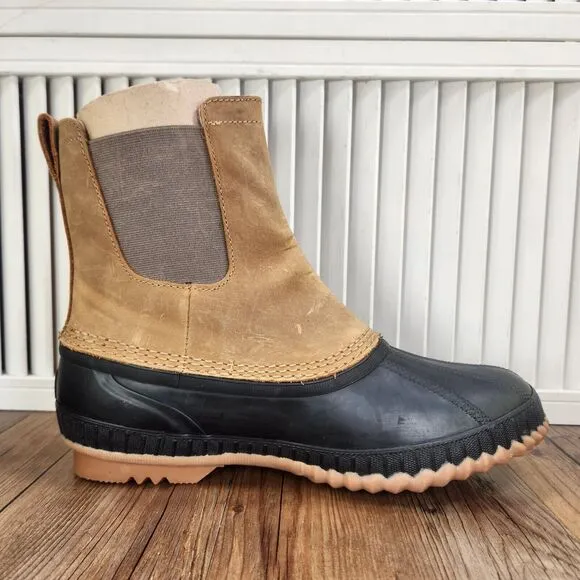 Sorel Cheyenne II Chelsea Men's 10 Black Brown Insulated Waterproof Duck Boots