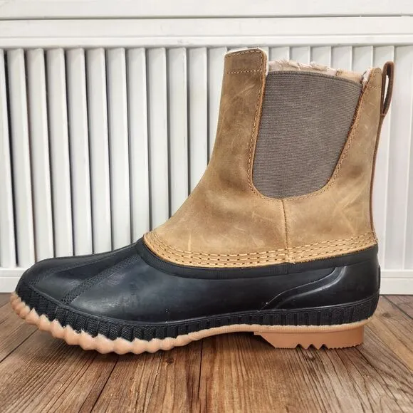 Sorel Cheyenne II Chelsea Men's 10 Black Brown Insulated Waterproof Duck Boots