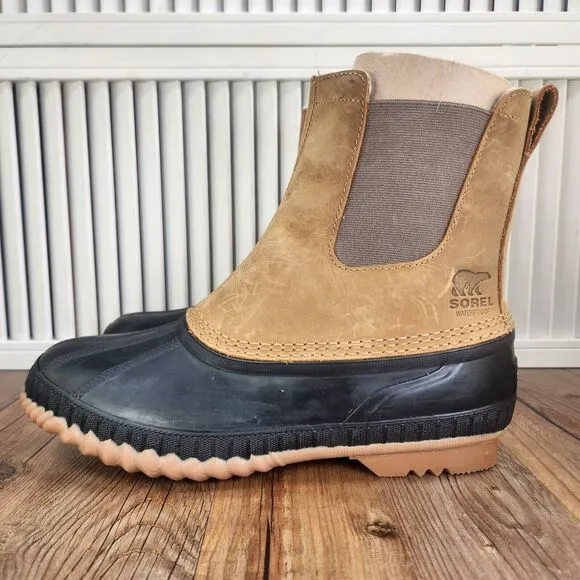 Sorel Cheyenne II Chelsea Men's 10 Black Brown Insulated Waterproof Duck Boots