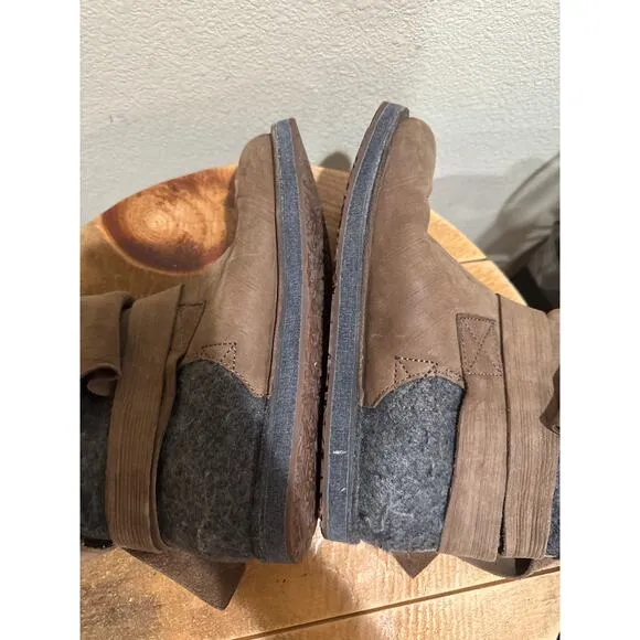 Sorel Chipahko Felt Wool Leather Buckle Tall Boots Brown &amp; Grey Women's 10