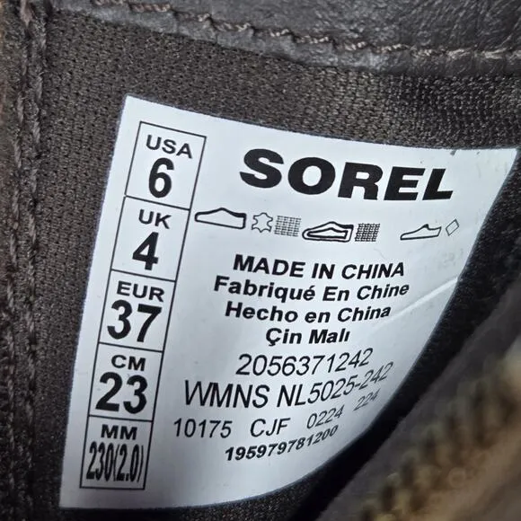 Sorel Evie II Womens Size 6 Zip Up Wedge Ankle Boots Waterproof Brown Leather