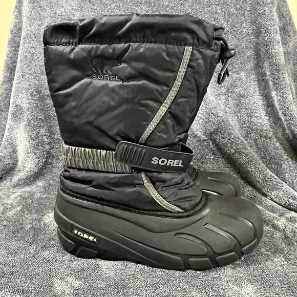 Sorel Flurry Insulated Winter Boots, Black, Youth size 6