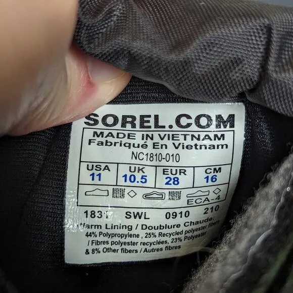 Sorel Flurry Waterproof Snow Boots Black Blue Youth 11 Boys Winterwear Outdoors