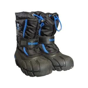 Sorel Flurry Waterproof Snow Boots Black Blue Youth 11 Boys Winterwear Outdoors