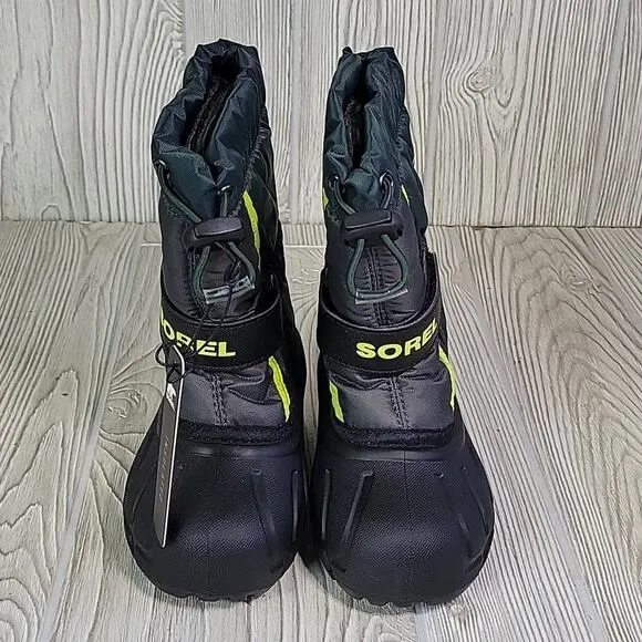Sorel Flurry Winter Snow Boots Green Black Waterproof Kids Toddler Size 9 NIB