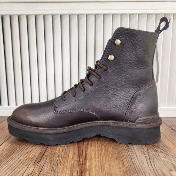 Sorel Hi Line Lace Up Boots Mens Sz 9 Dark Brown Leather Waterproof Utility Boot