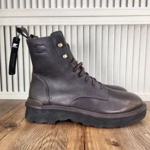 Sorel Hi Line Lace Up Boots Mens Sz 9 Dark Brown Leather Waterproof Utility Boot