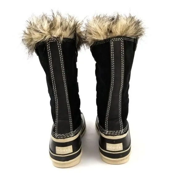 SOREL Joan of Arctic Black Fur Winter Waterproof Snow Duck Knee Boots Womens 8
