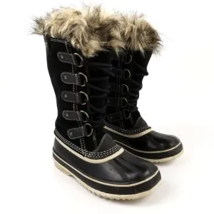 SOREL Joan of Arctic Black Fur Winter Waterproof Snow Duck Knee Boots Womens 8