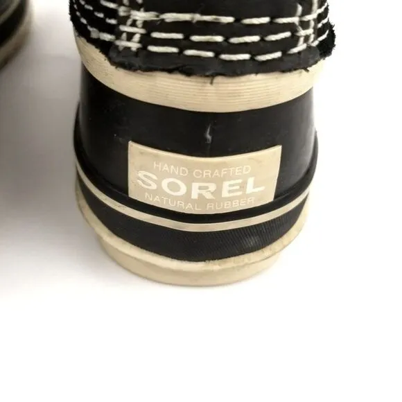 SOREL Joan of Arctic Black Fur Winter Waterproof Snow Duck Knee Boots Womens 8