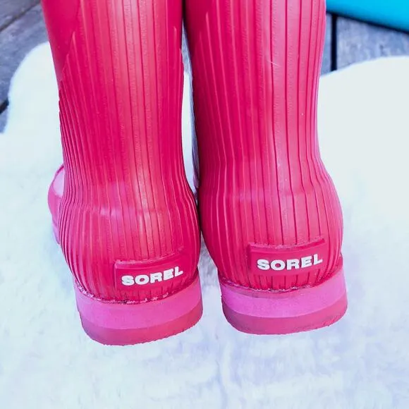 Sorel Joan Short Red Rain Boots Size 10