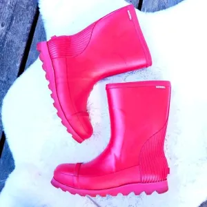Sorel Joan Short Red Rain Boots Size 10