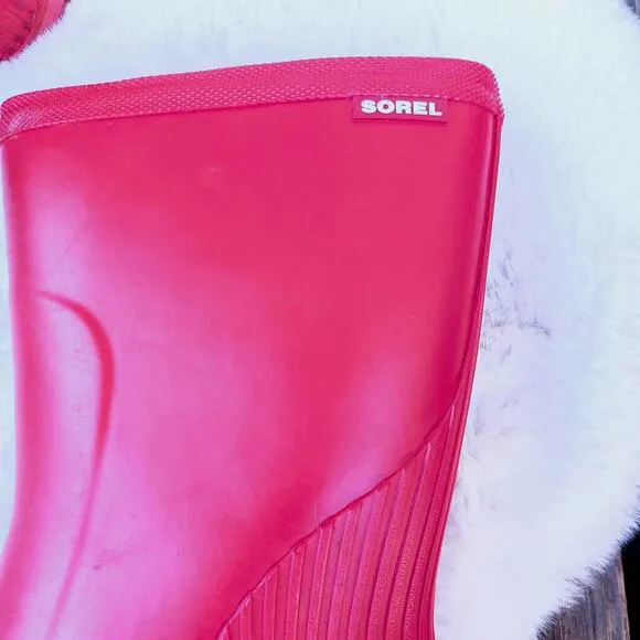 Sorel Joan Short Red Rain Boots Size 10