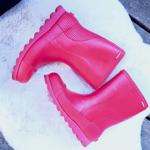 Sorel Joan Short Red Rain Boots Size 10