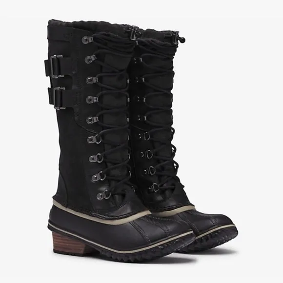 SOREL | Like New! Conquest Carly ll Tall Waterproof Duck Boots in Black | 7.5