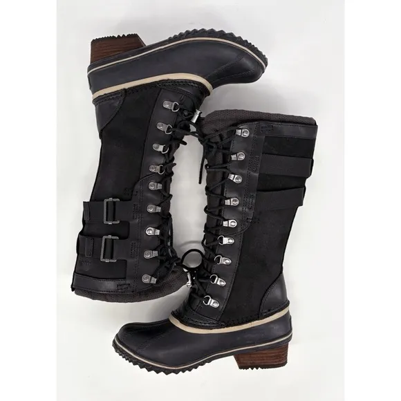 SOREL | Like New! Conquest Carly ll Tall Waterproof Duck Boots in Black | 7.5