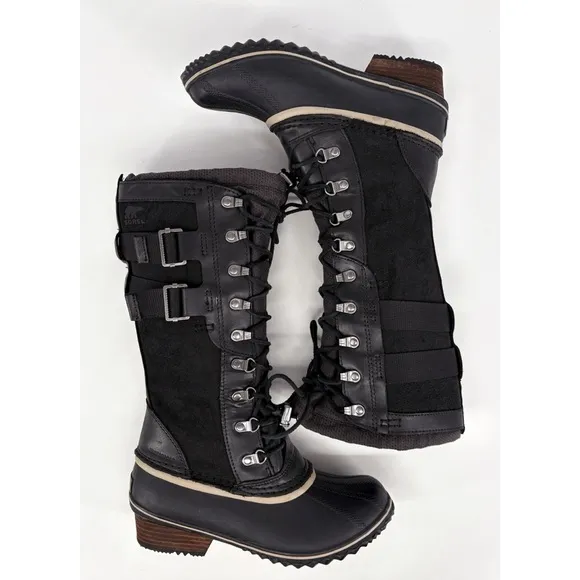 SOREL | Like New! Conquest Carly ll Tall Waterproof Duck Boots in Black | 7.5