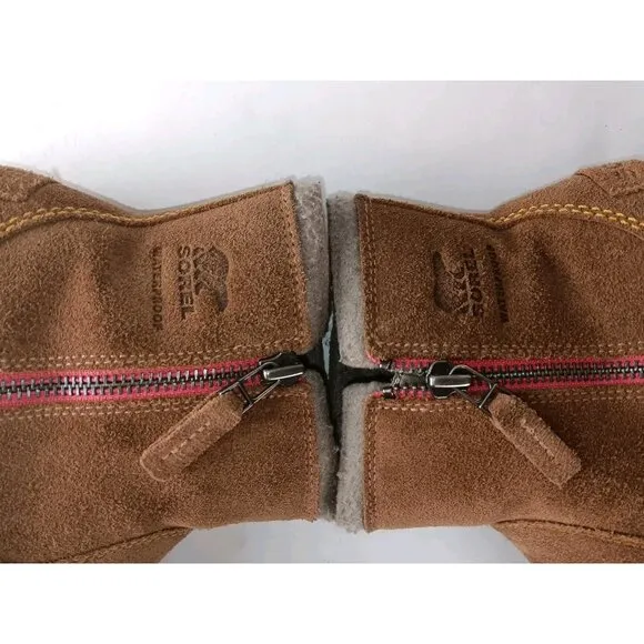 Sorel Meadow Women’s sz 8.5 Tan Brown Zip Waterproof Suede Boots NL2189 287