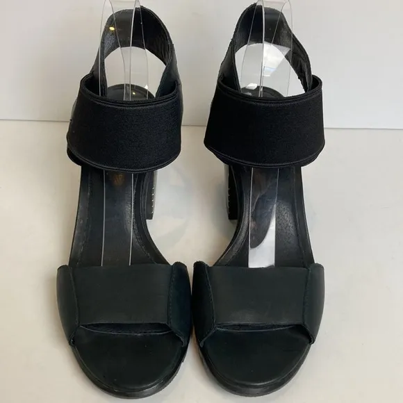 Sorel Nadia Block Heel Ankle Strap Black Sandals Size 11 Genuine Leather Comfort
