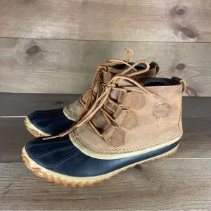 sorel out n about womens size 7 shoes brown leather waterproof duck boots