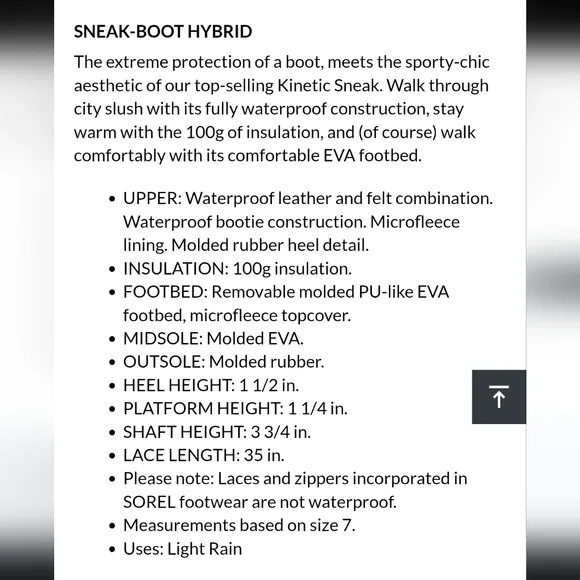SOREL Sneakers Women's Kinetic Caribou Boot Waterproof Size 9.5