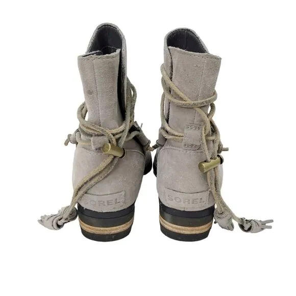 SOREL Suede Taupe Farah Short Tassel Western Boho Boots