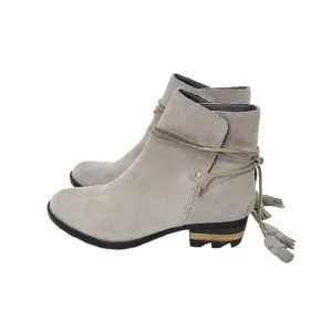 SOREL Suede Taupe Farah Short Tassel Western Boho Boots