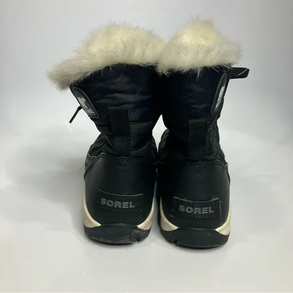Sorel Whitney fur short lace up boots black size 7