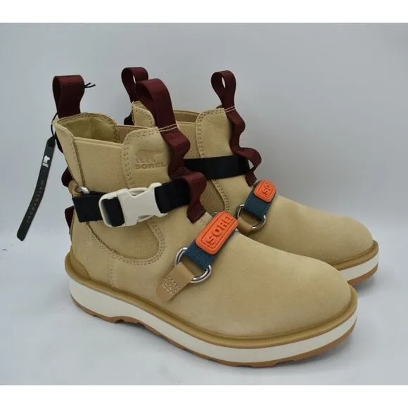 Sorel Women Size 7 Hi-Line EQ Chalk Ceramic Suede Waterproof Chelsea Boots Shoes