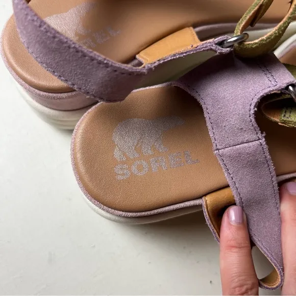 SOREL- Womens Cameron Flatform Sandals Tranquil Yellow Summer Travel Causal