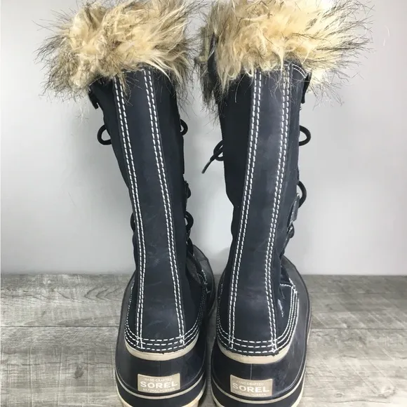 Sorel Womens Joan of Arctic Snow Black Waterproof Leather Boots NL1540 Size 12