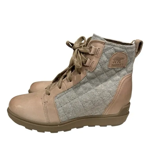 SOREL Women's Omega Taupe Evie II NW Lace Waterproof Wedge Bootie Size 8